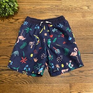 Hanna Andersson Navy Tropical Swim Trunks Sz 6-7